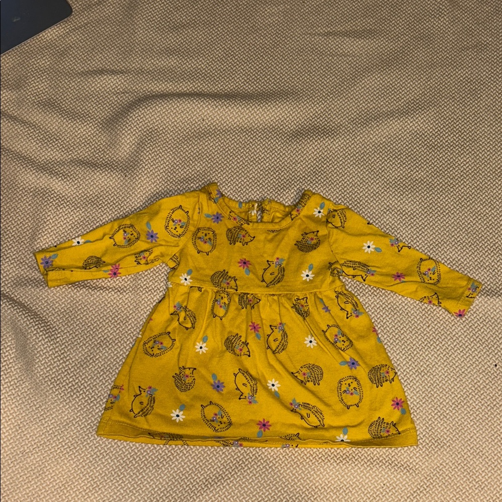 Wonder Nation Yellow Dress with Hedgehog and Floral Print